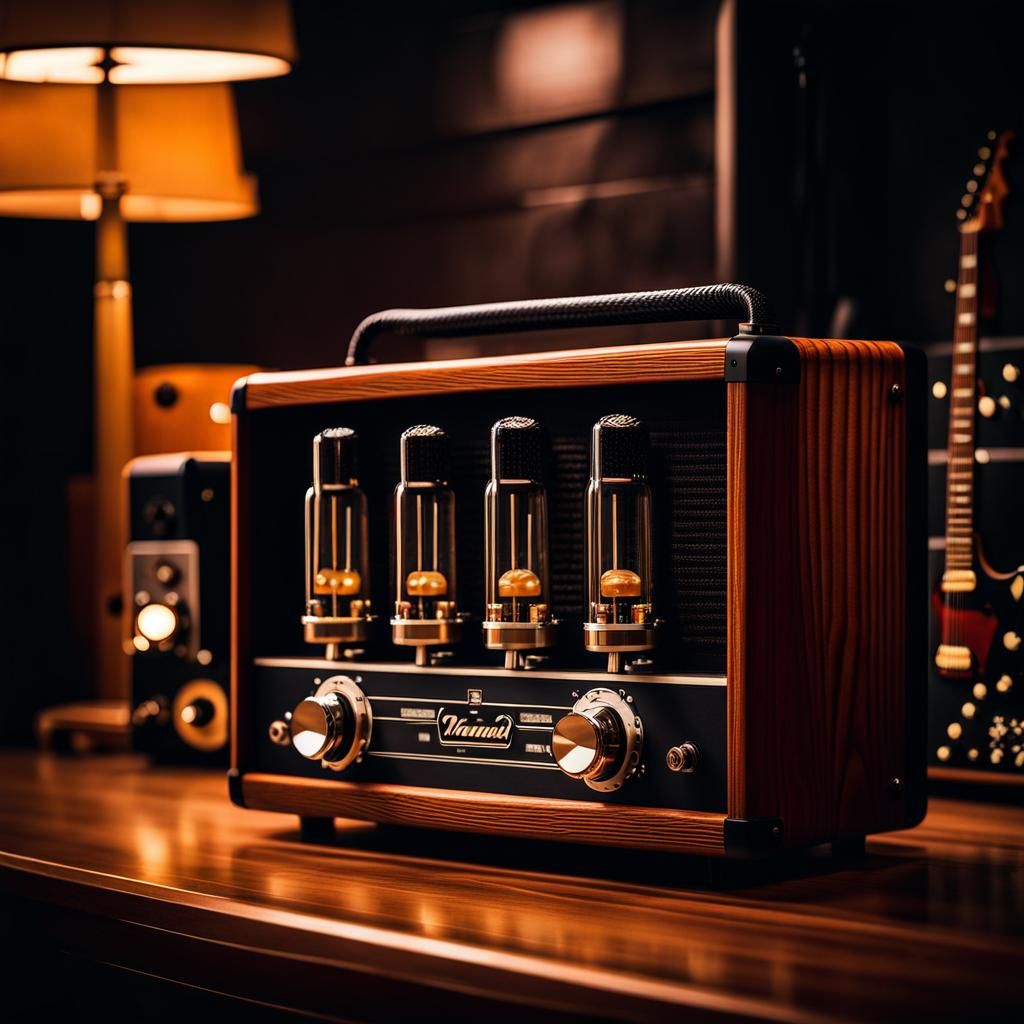 Vintage Vacuum Tube Amplifier with Cinematic Lighting