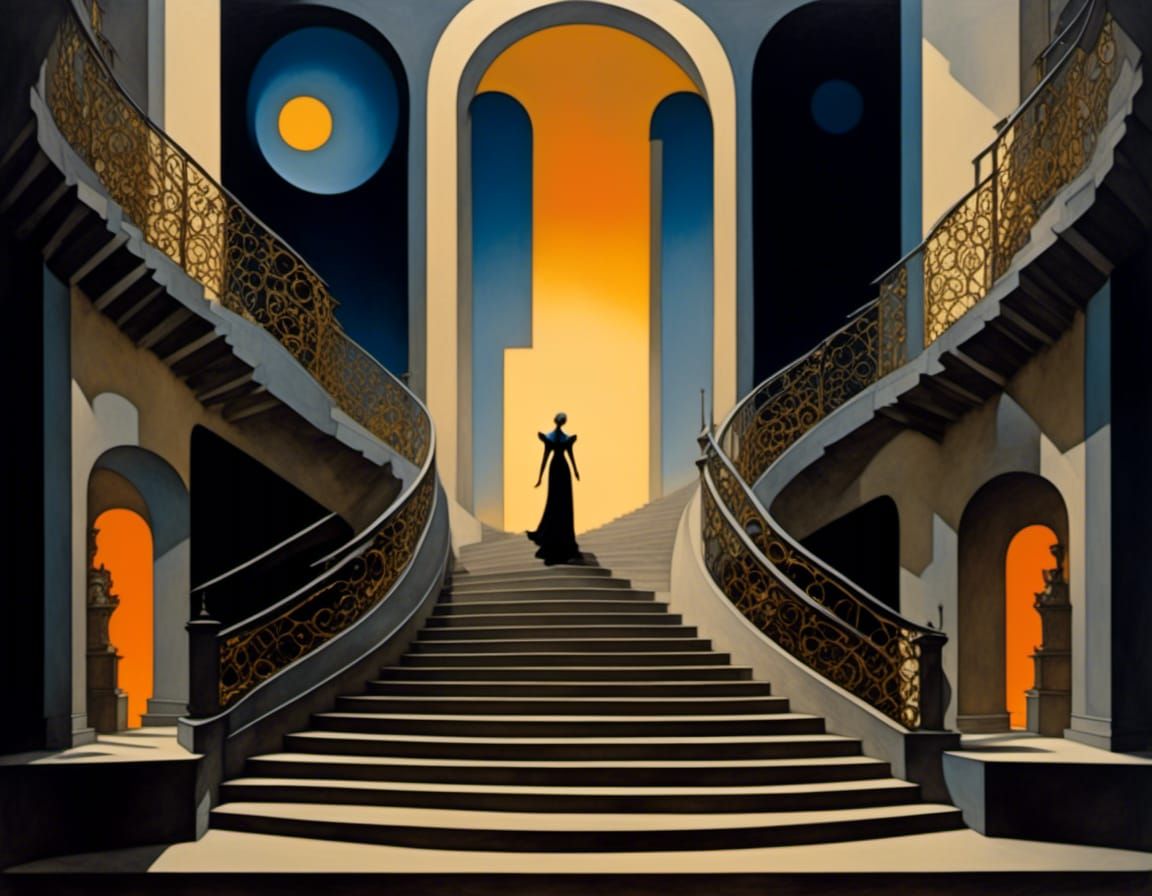 Dystopian Robot City: Surreal Stairway to Nowhere