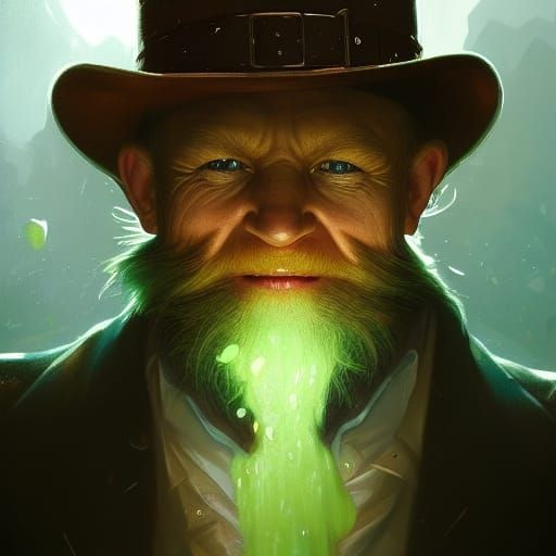 Detailed Leprechaun Portrait in Art Nouveau Style