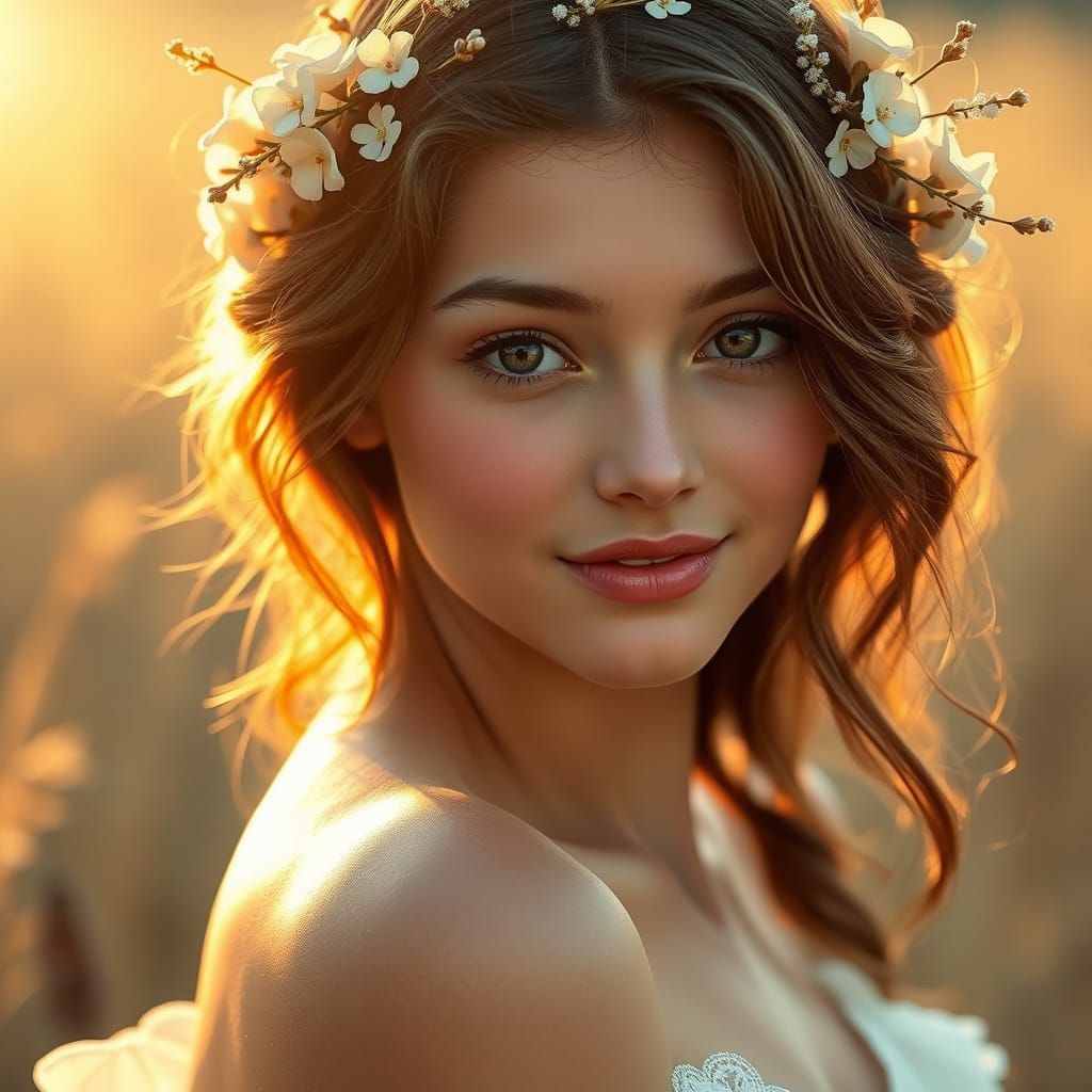 Ethereal Young Woman in Soft Focus, Inspired by Pre-Raphaeli...