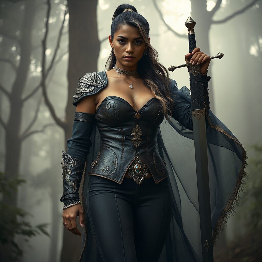 Odiya Warrior in Enchanted Forest | Dark Leather Armor