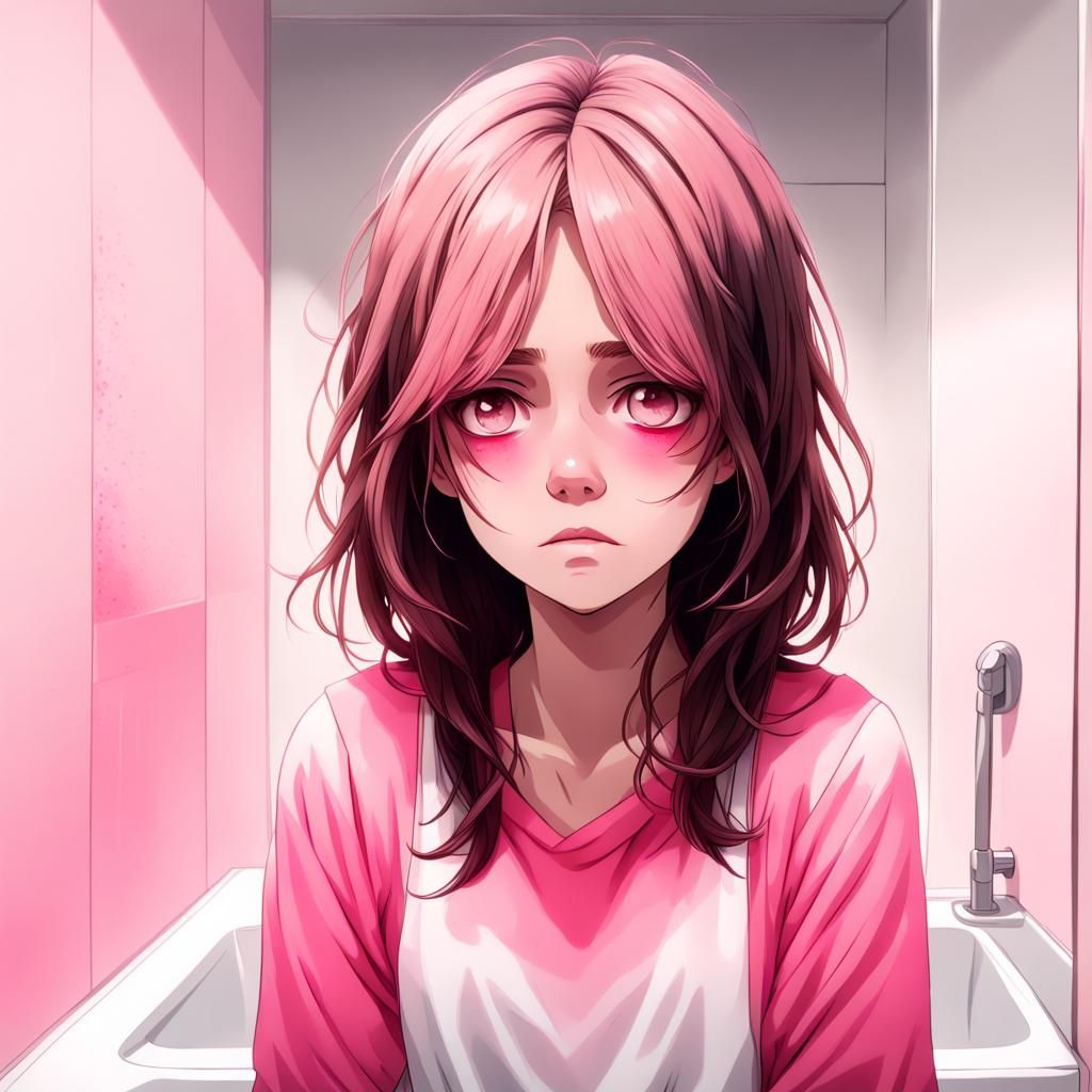 Sad Yandere Girl's Heartbreak in a Bathroom