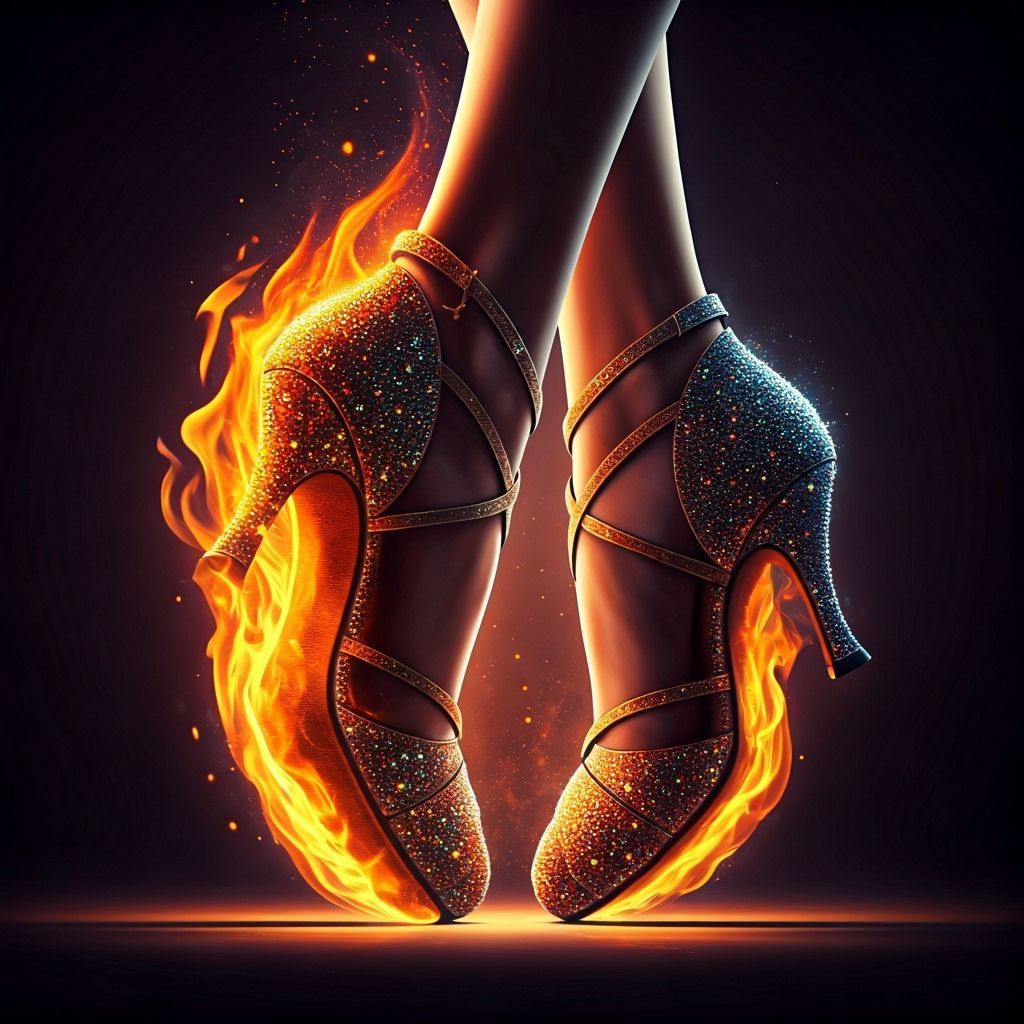 Fiery Latin Ballroom Shoes with Sparkles, Crossed