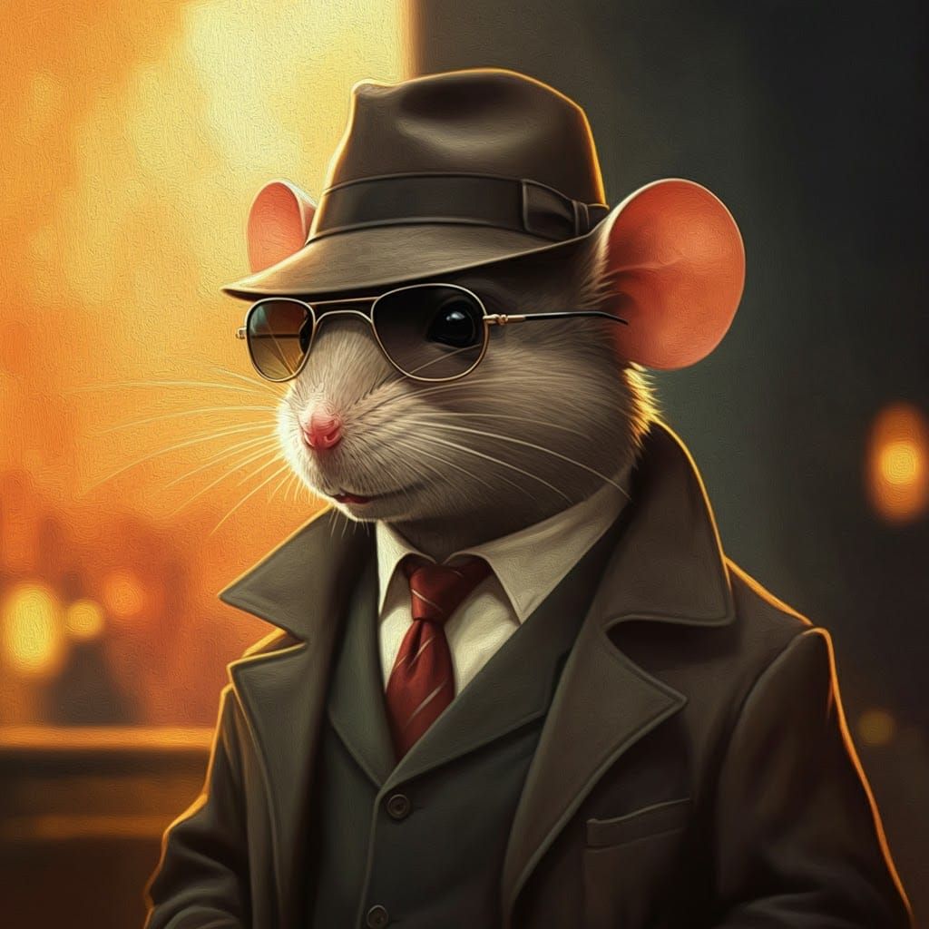 Suave Mouse in Fedora and Sunglasses, Impressionist Style