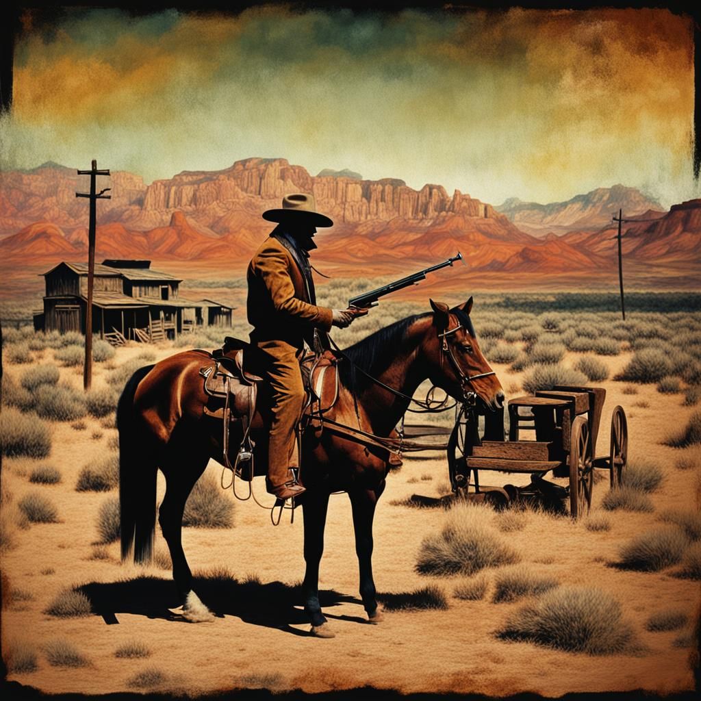 Wild West Standoff in Post-Impressionist Style