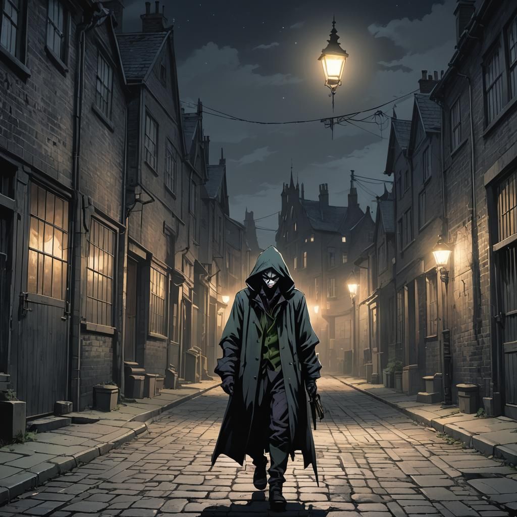 The Joker in Dark Anime Style Illustration