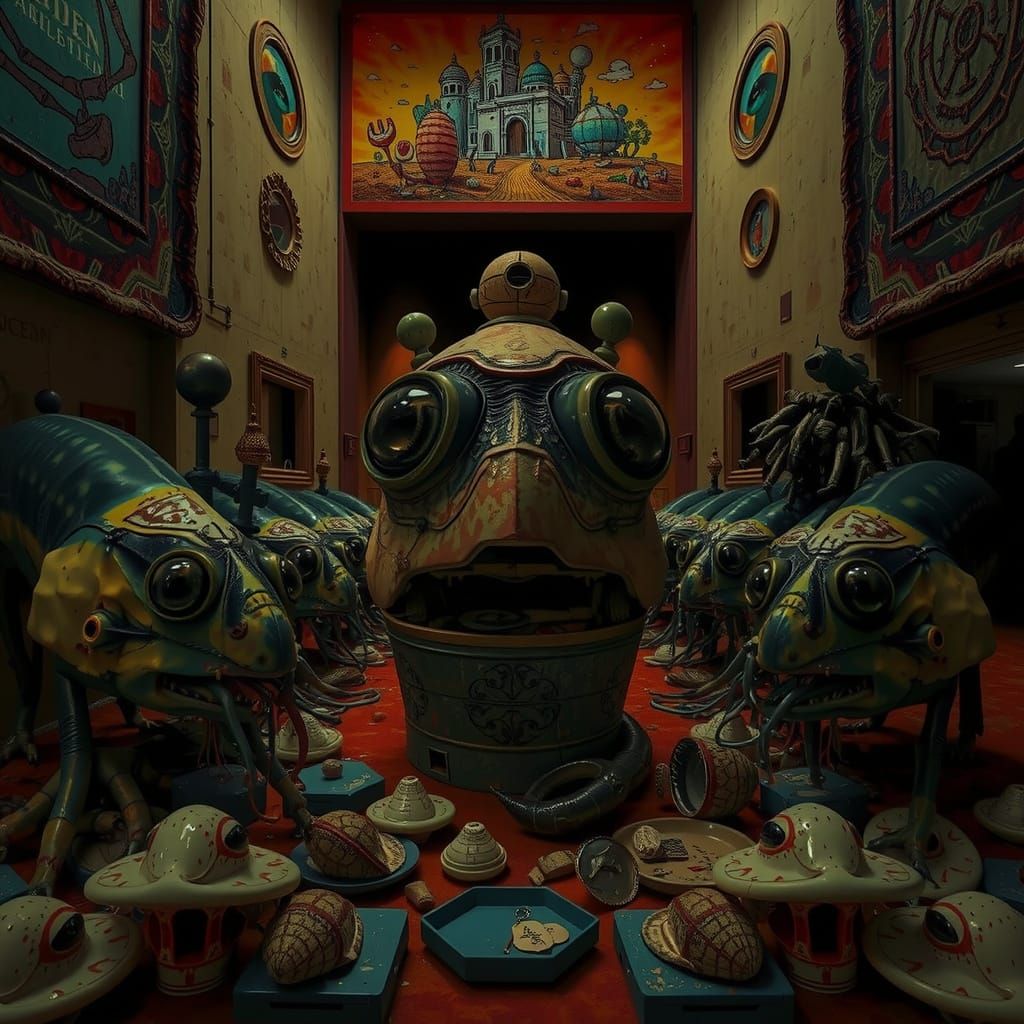 Vibrant Alien Ecosystem with Bizarre Creatures and Flora