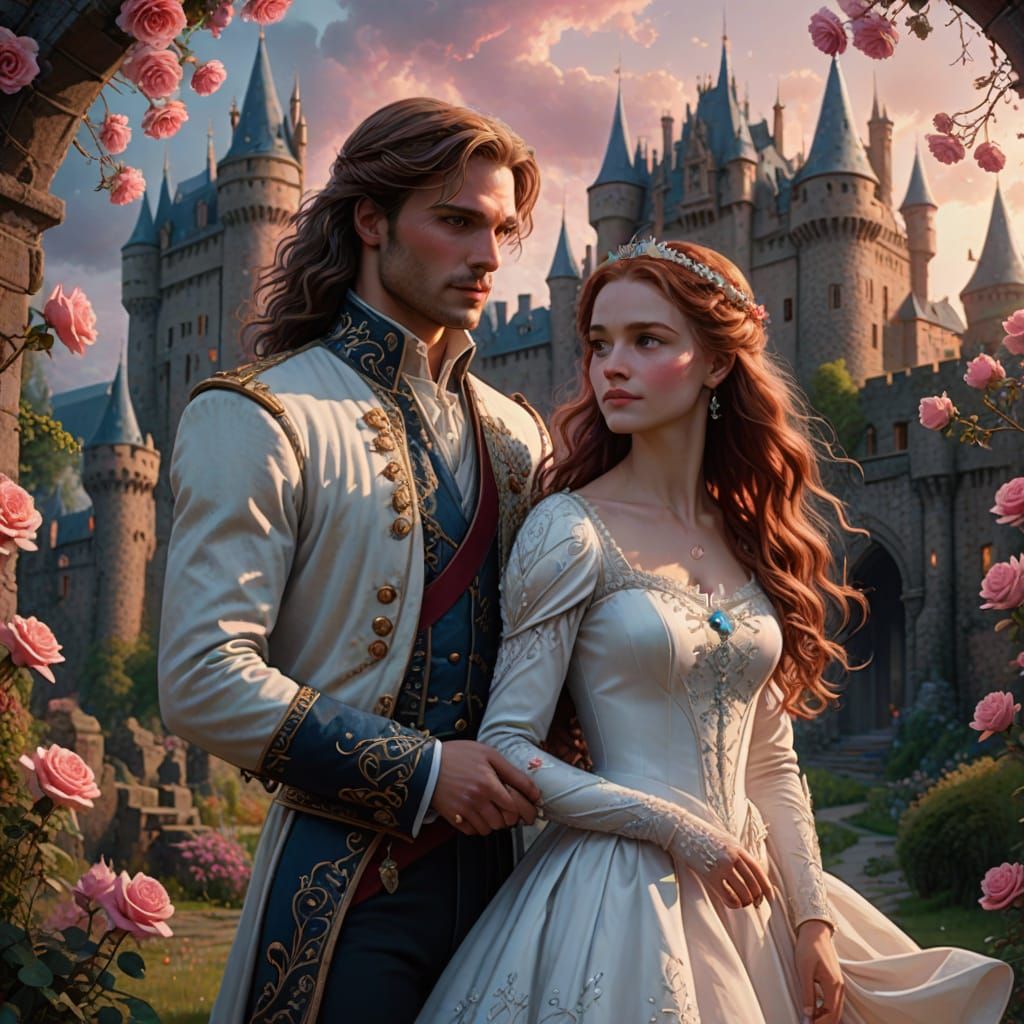 Fantasy Prince and Princess Portrait in Artisan Style