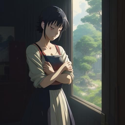 Anime Girl with Broken Heart, Ghibli-Style