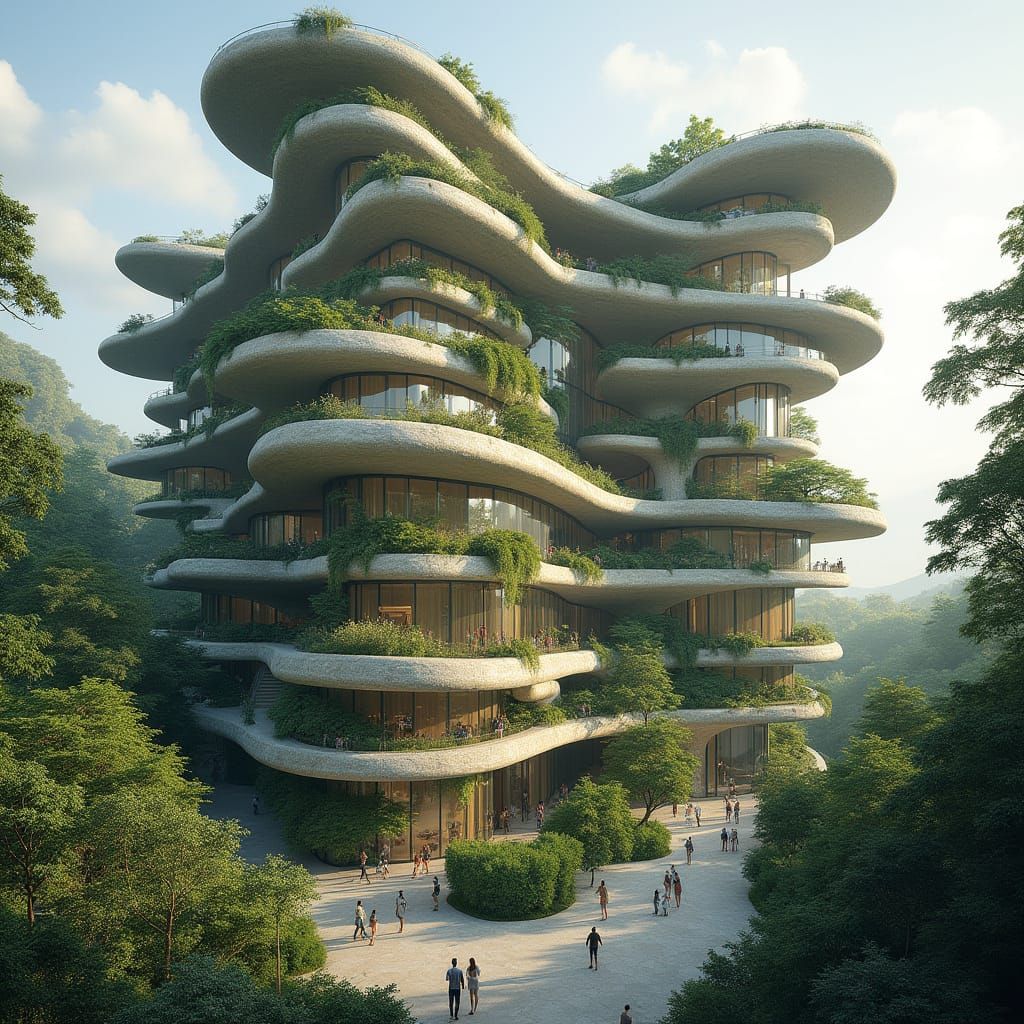 Sustainable Futuristic Architecture in Organic Concrete Styl...