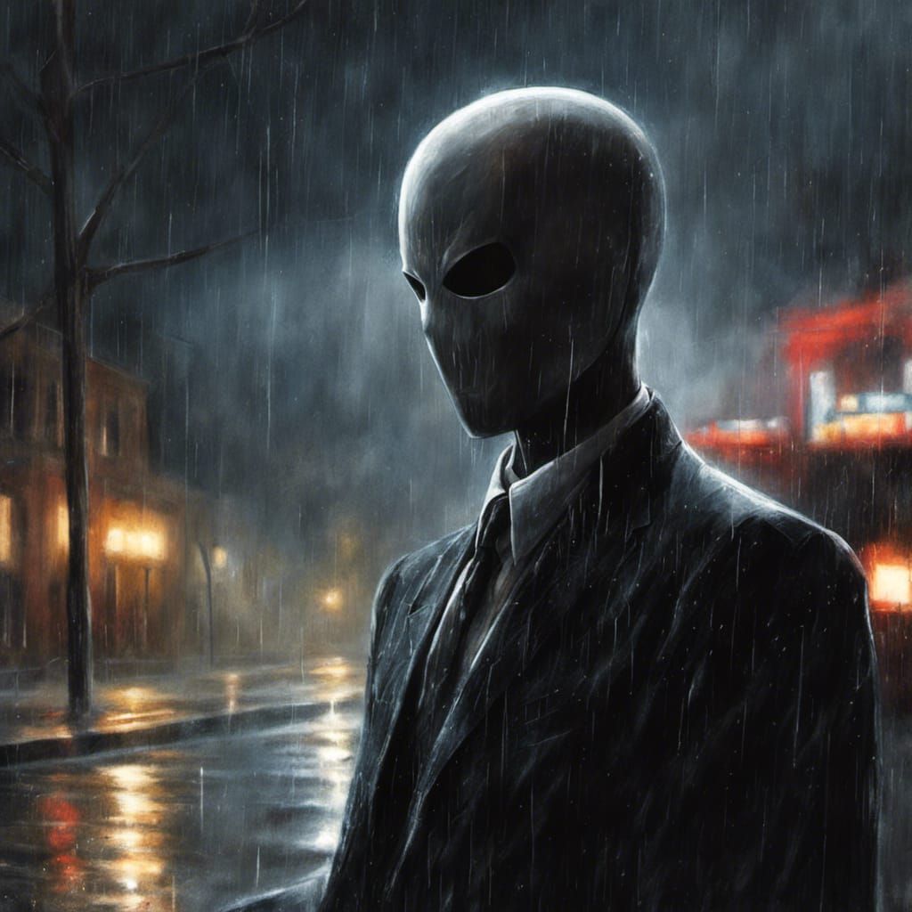 Slenderman in Dark Atmospheric Horror Painting