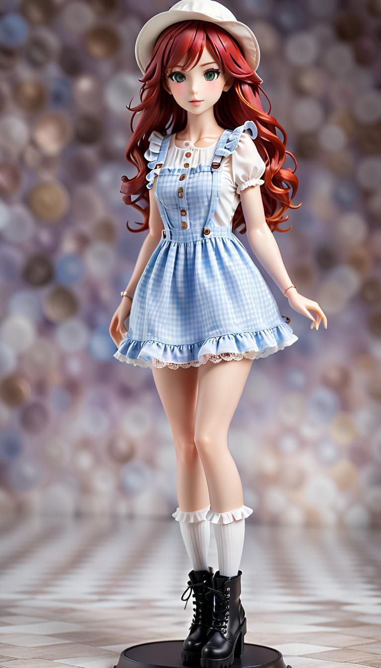Attractive Action Figure in Plaid Pinafore Dress