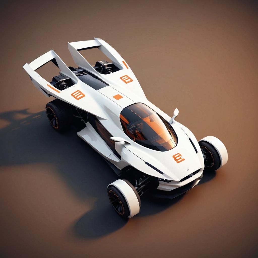 Futuristic Cyberpunk Sports Car with Japanese Logos