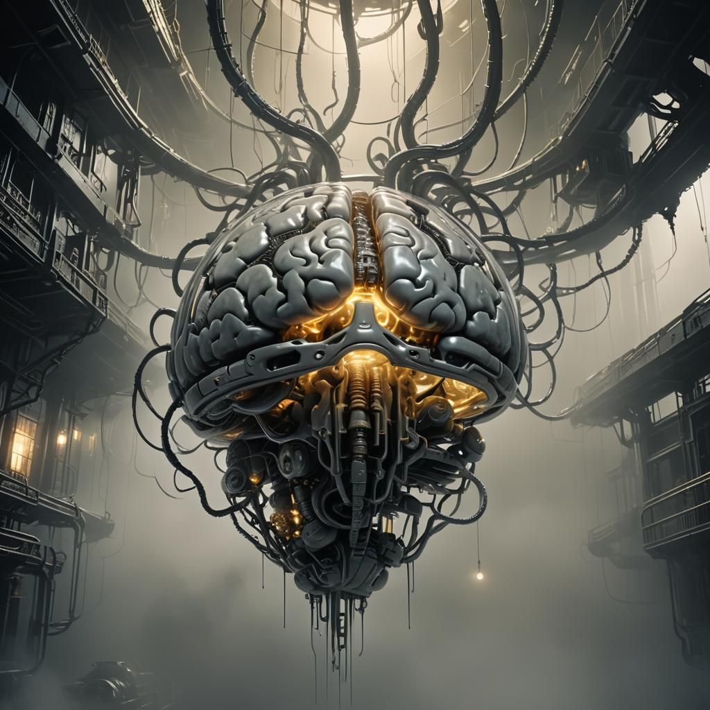 Floating Brain in Biomechanical Style