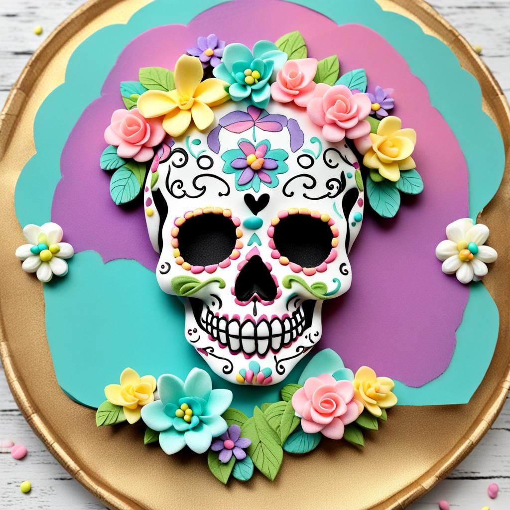 Easter Pastel Sugar Skull Art