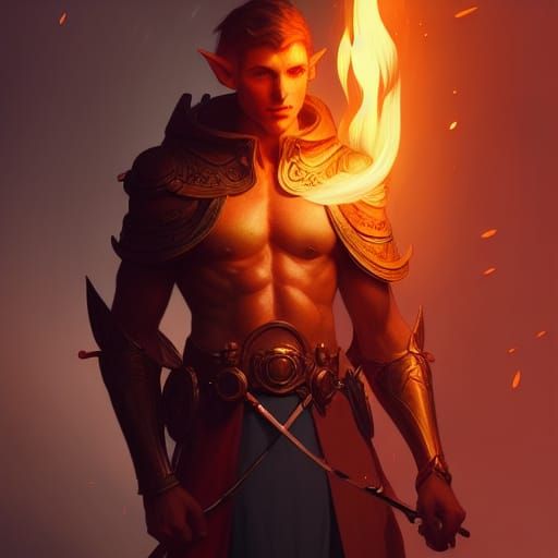 Fiery Elf: Hyperdetailed Concept Art