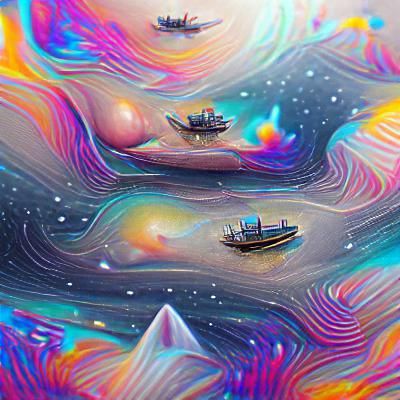 Boats in Holographic Astral Cosmic Illustration