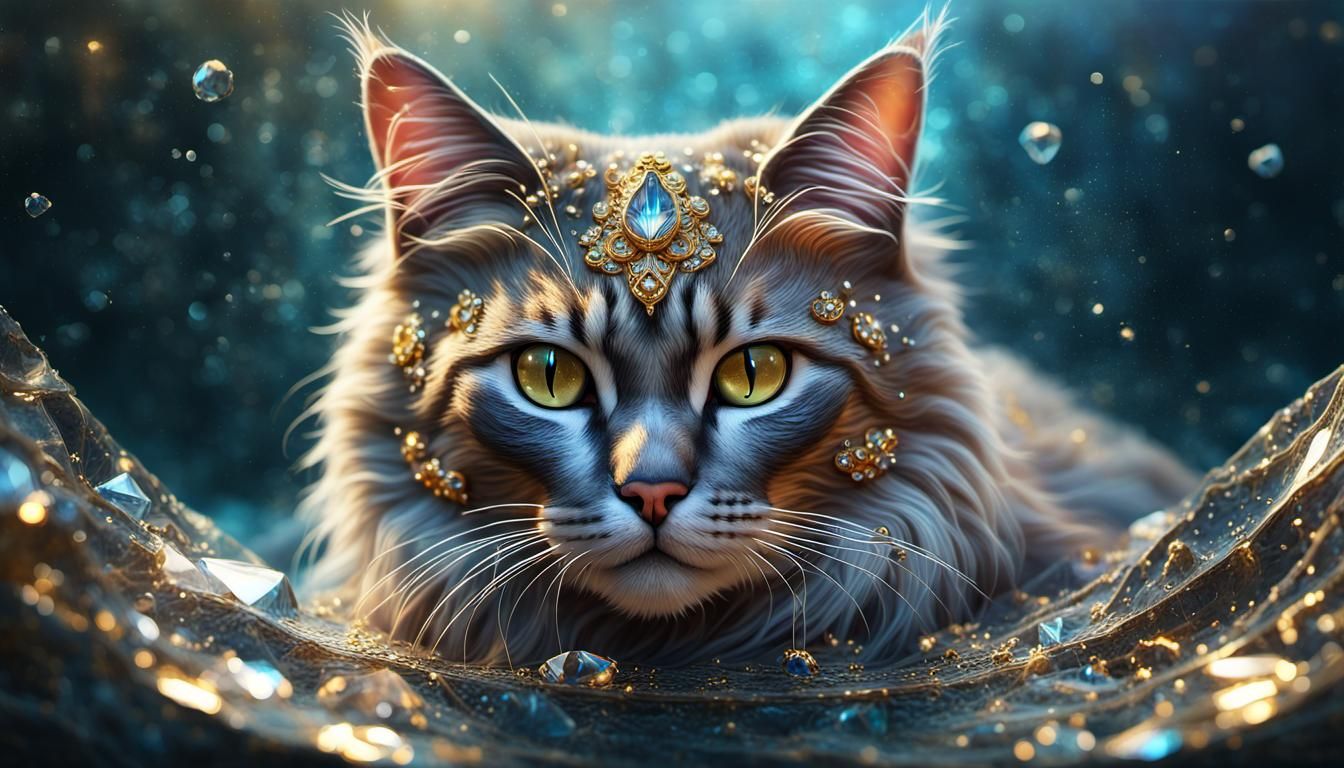 cat made in crystal swarovski in a crystal safe