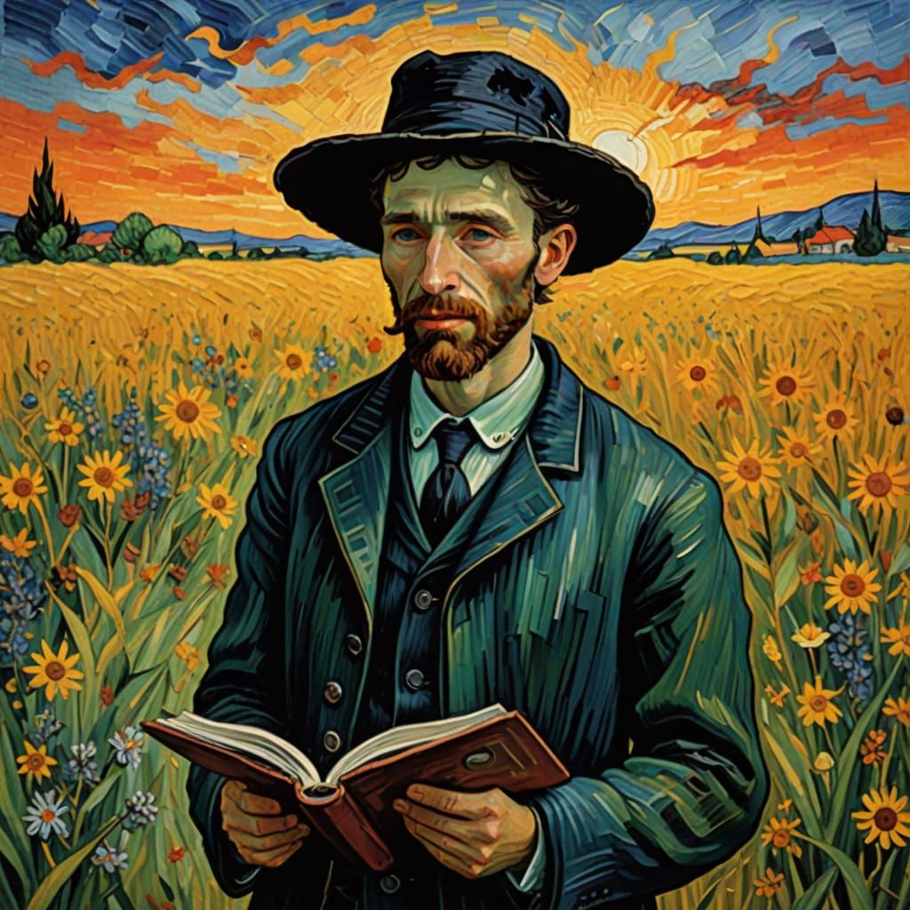 Young Boy in Wildflowers: An Impressionist Painting