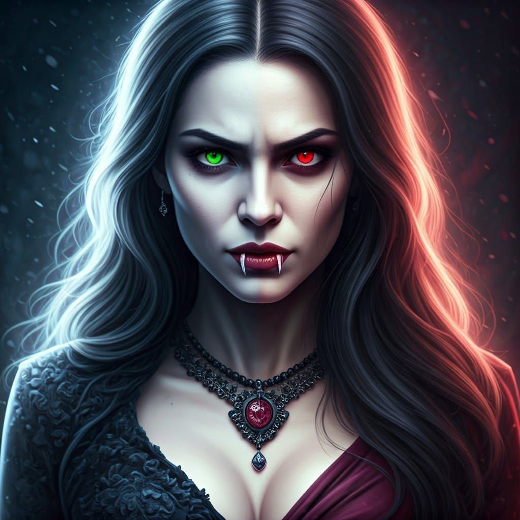 Vampire Woman Duality in Portrait
