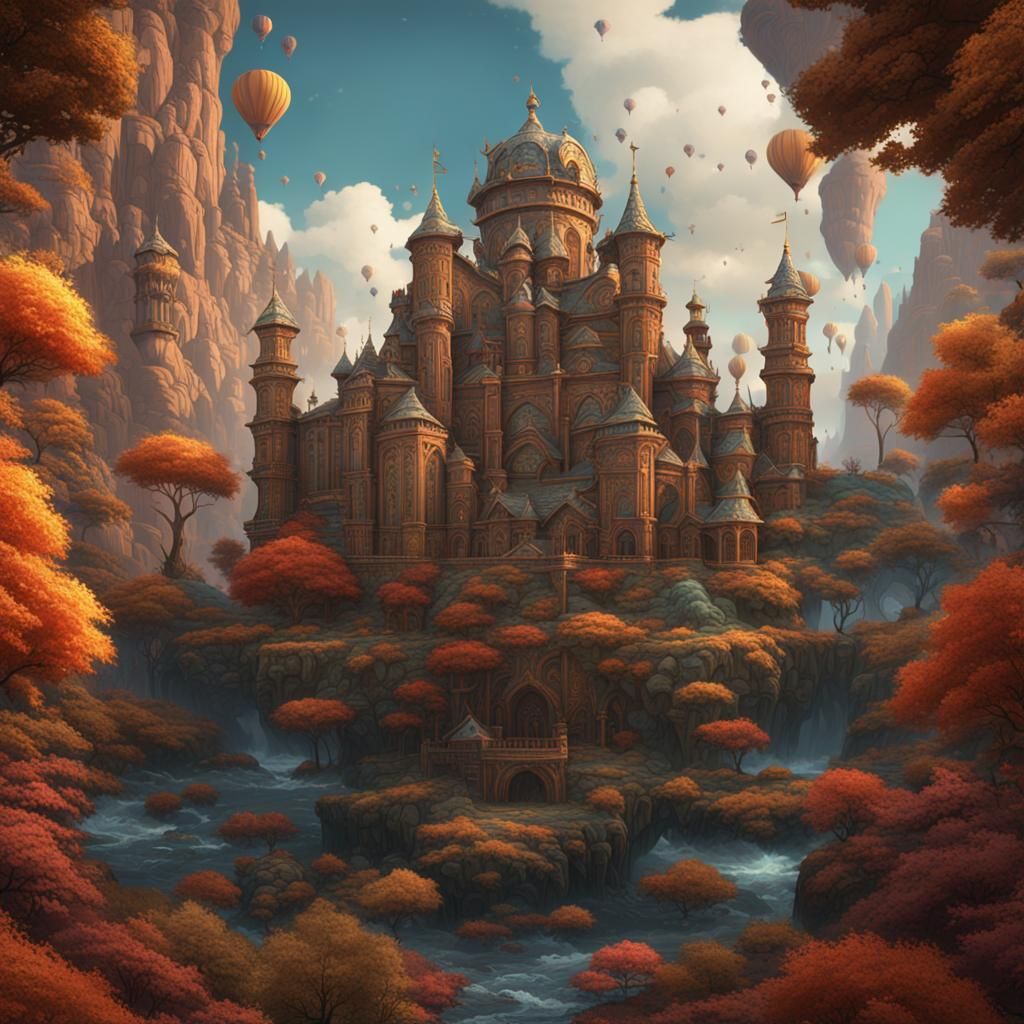 Intricate Fantasy Pattern in Deep Color