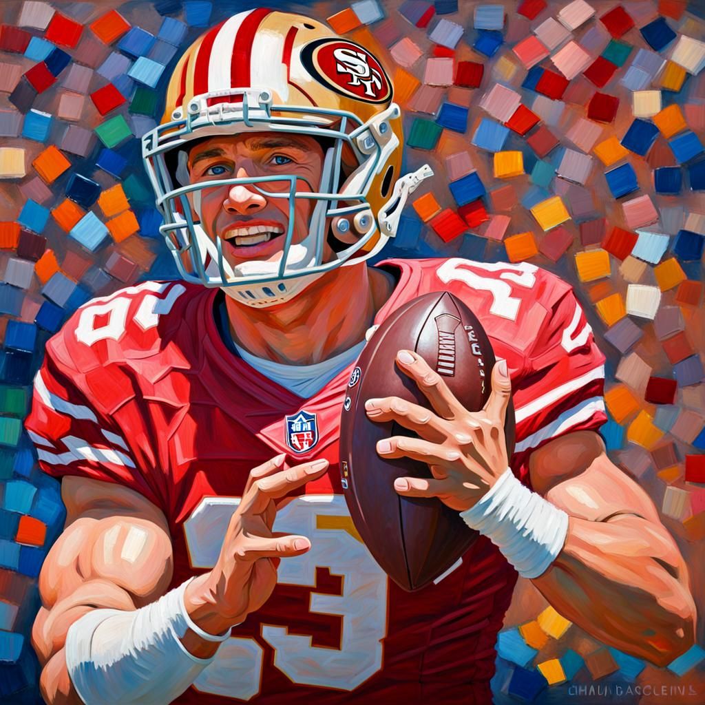 Christian McCaffrey Portrait in Expressionist Style