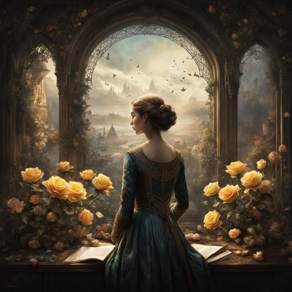 Roses Bloom with Handwritten Text in Watercolor Style