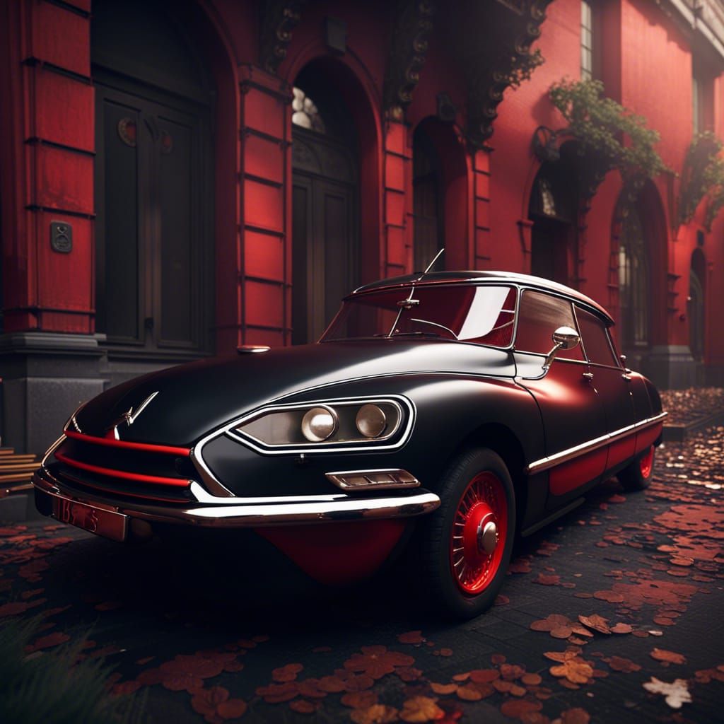 Red Citroen Ds5 in Early 20th Century Style