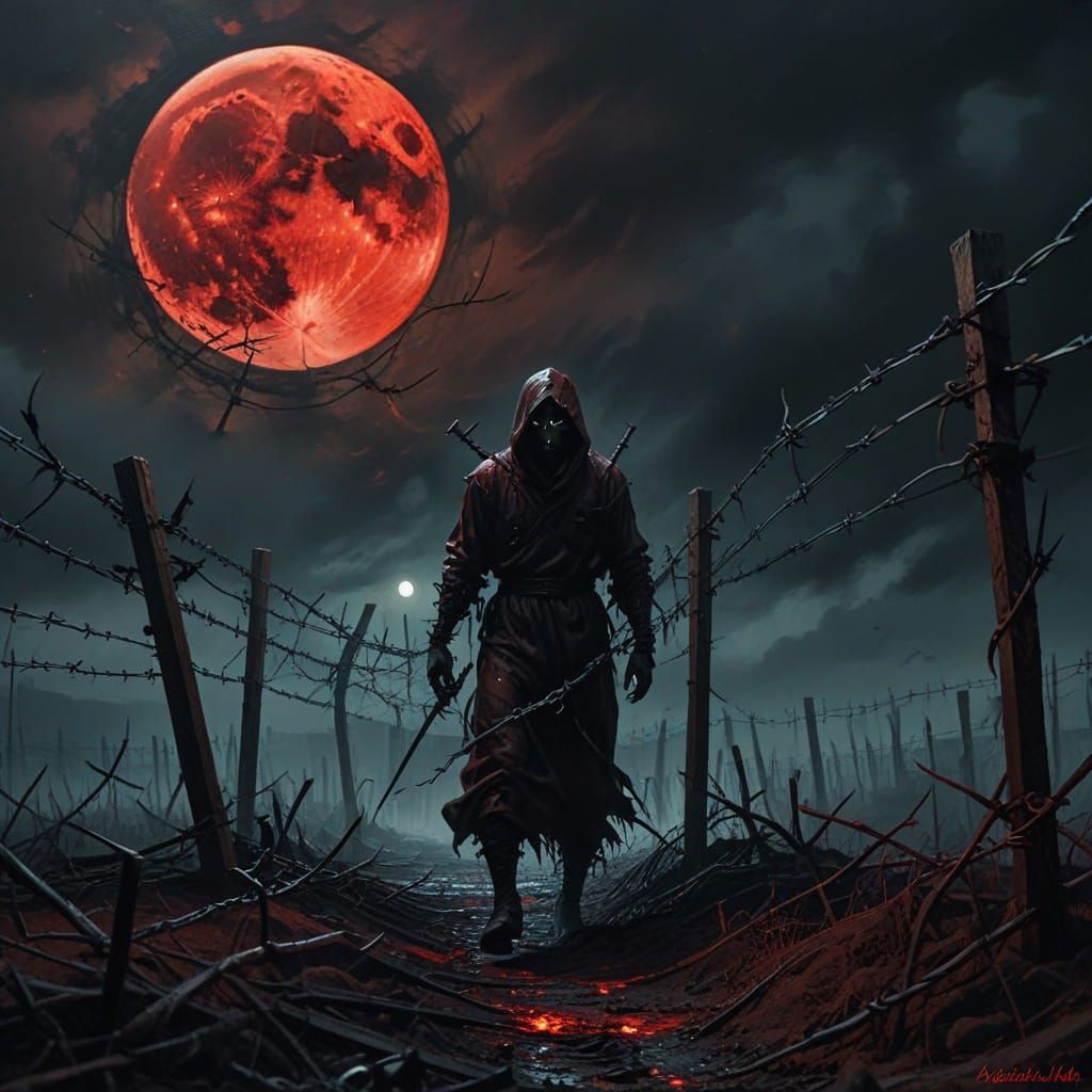 Sinister Presence in Death Camp: Dark Surrealist Oil Paintin...