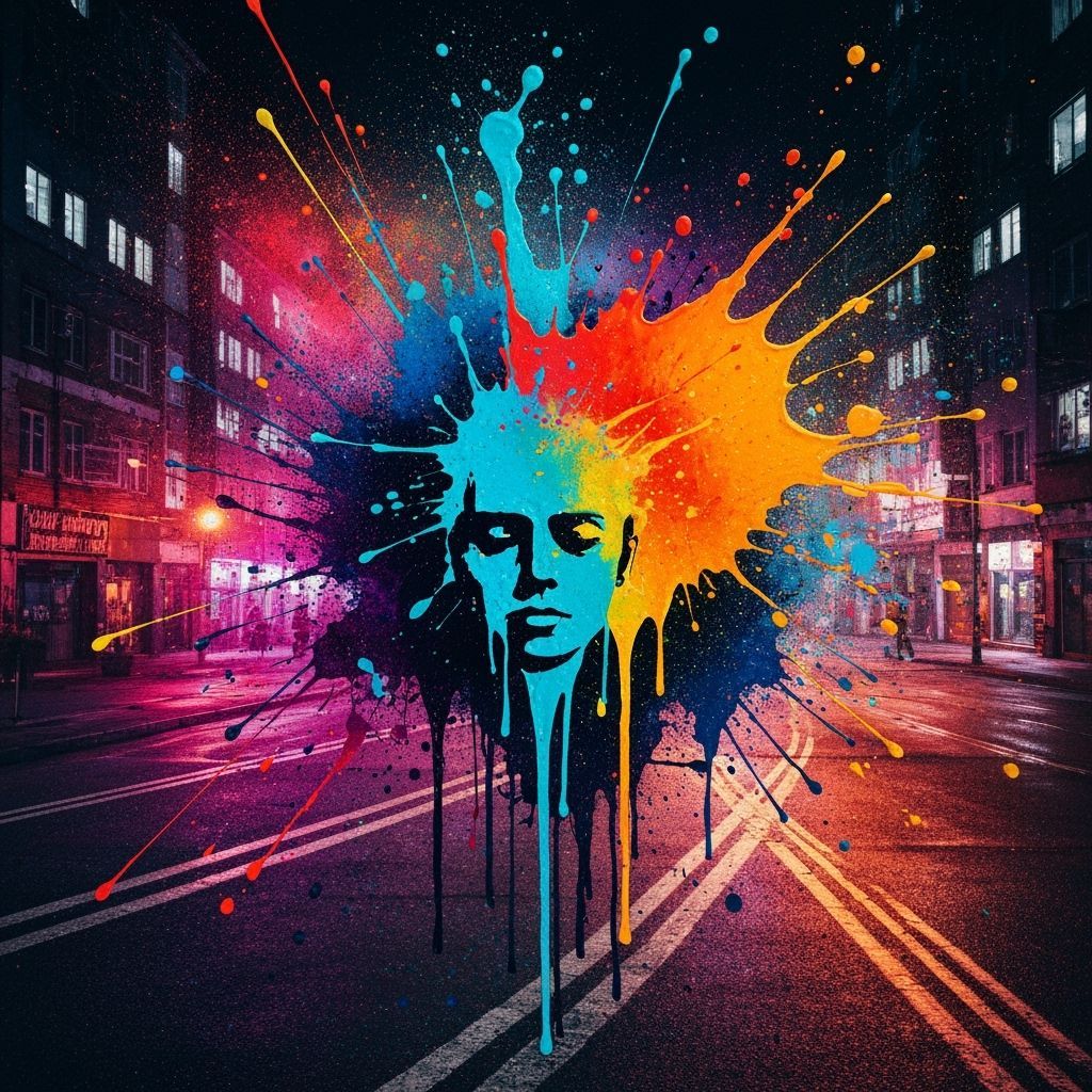 Vibrant Graffiti Art with Neon Glow in Urban Setting