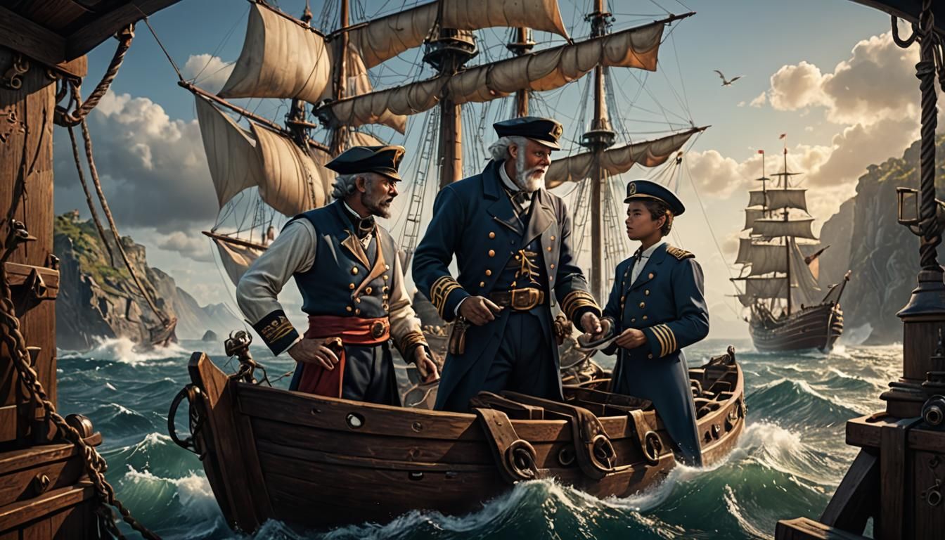 Master Mariner Teaching Apprentice: Detailed Matte Painting