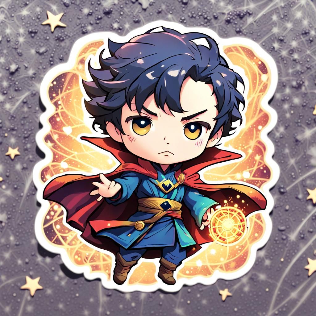 Cute Dr. Strange Chibi Sticker in Anime Style