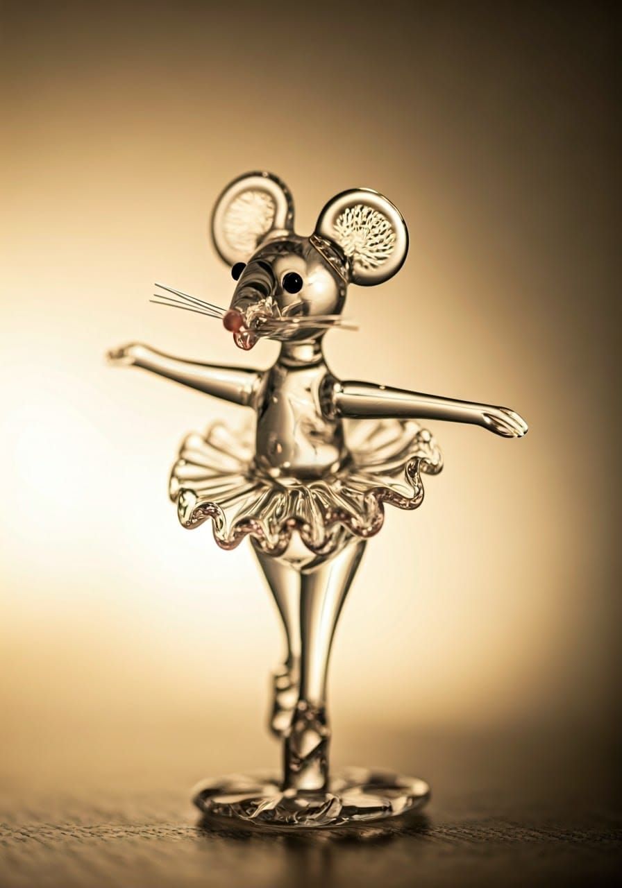 Spun glass mouse ballerina