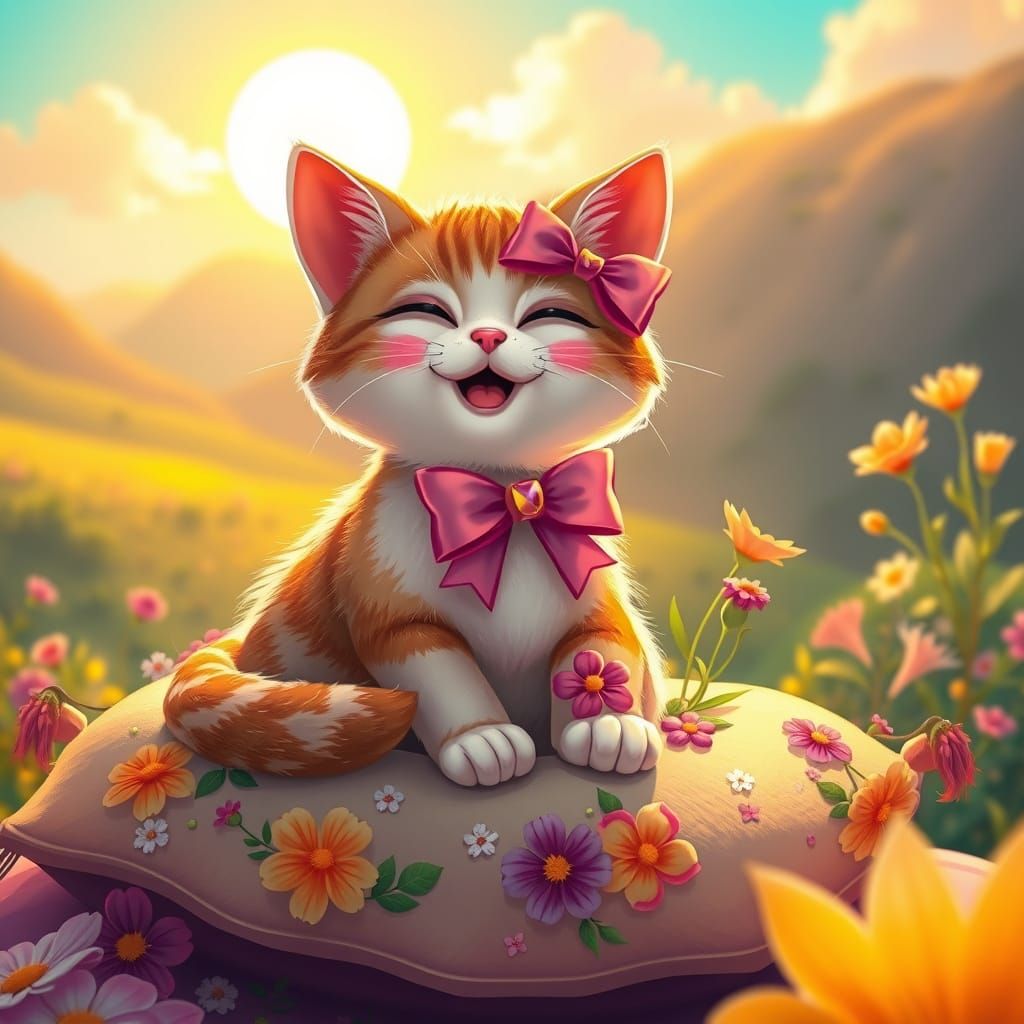 Surreal Morning Cat in Whimsical Fantasy Art Style
