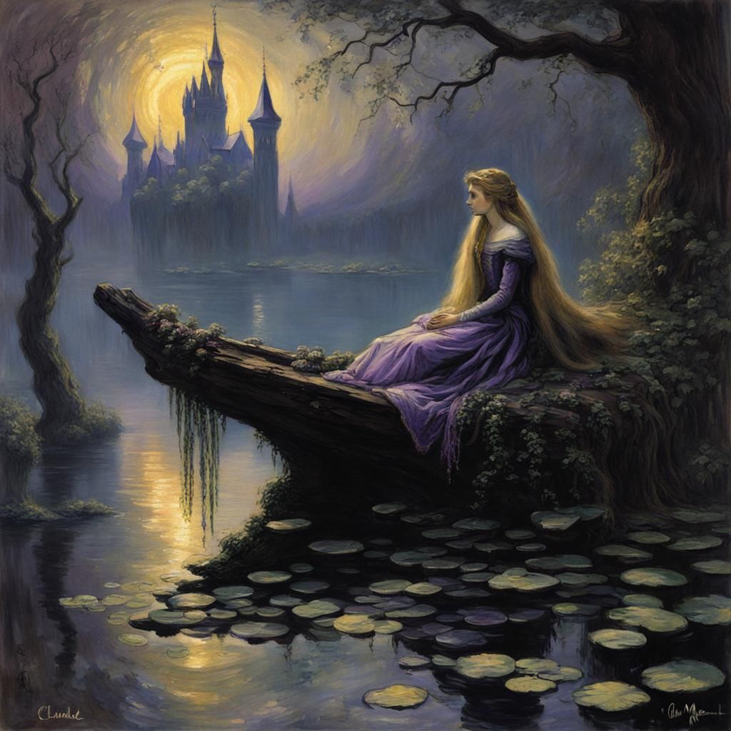 Rapunzel in Dark Fantasy Impressionism