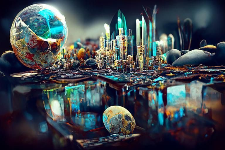 Solarpunk Brutalist Sci-Fi City in Environmental Art