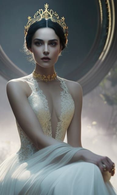 Lace Gown and Crown: Fantasy Art Masterpiece