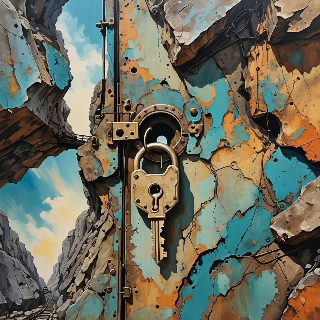 Abstract Key Train Sky Cave Art