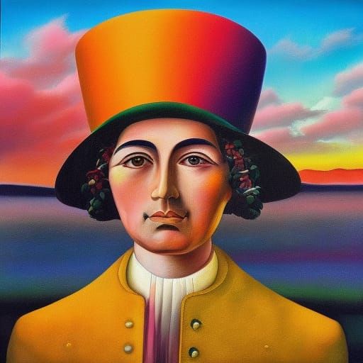 Surreal Folk Art Portrait of Adverbial Clause