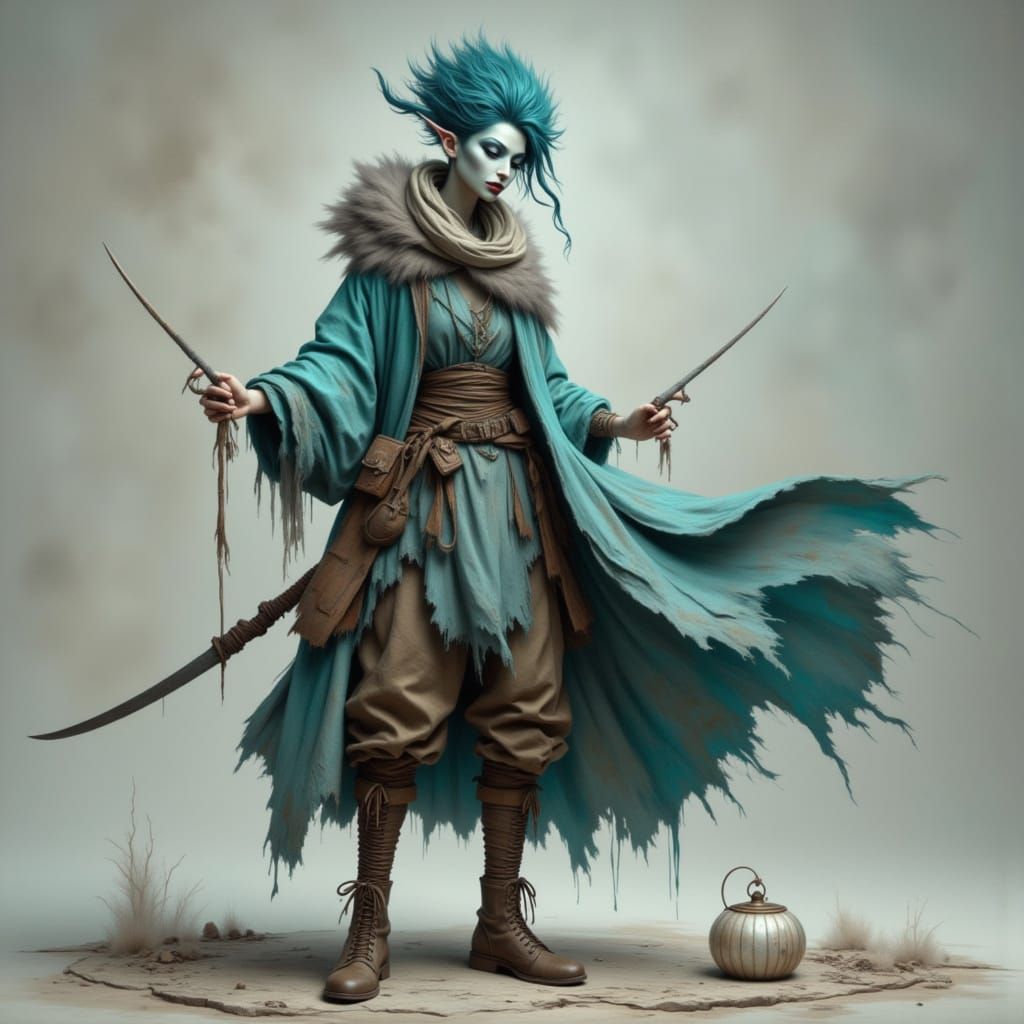 Elemental Monk Air Genasi in Detailed Matte Painting