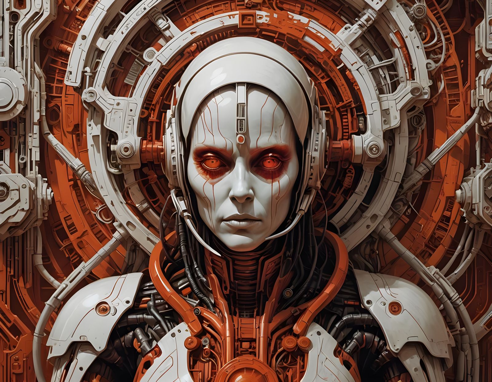 Retro-Style Sci-Fi Propaganda Poster in Bold Red and Orange