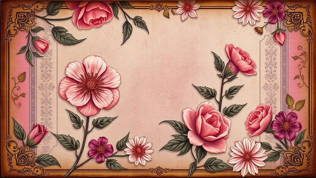 Whimsical Floral Fantasy in Vintage Style