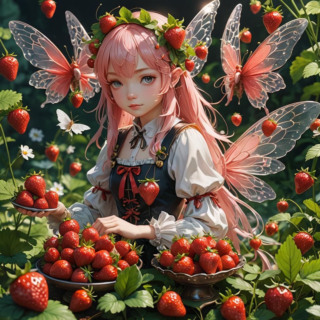 Strawberry Fairies in 3D Anime Art