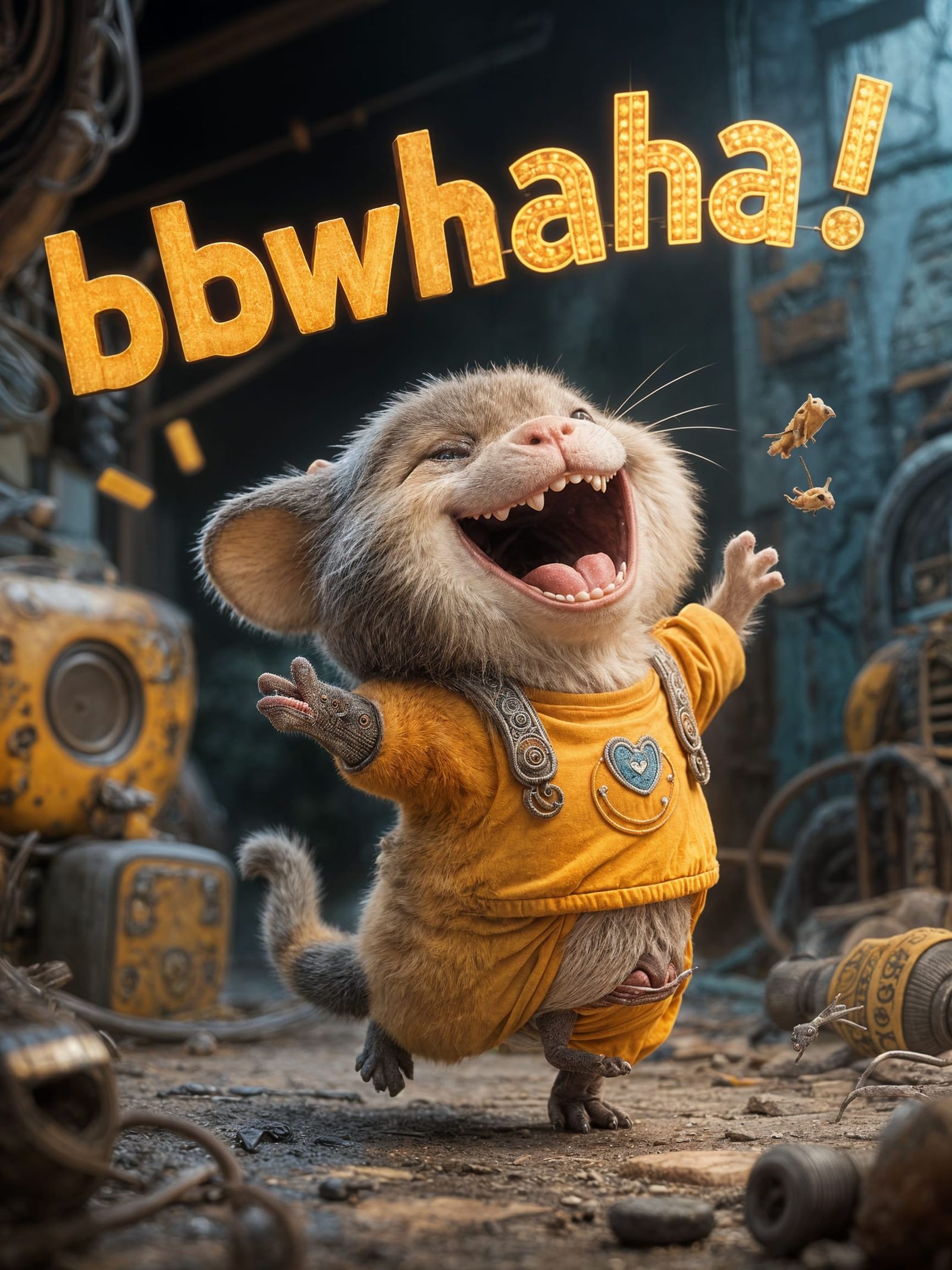 Laughing Creature with Big Smile in Hyperrealistic Style