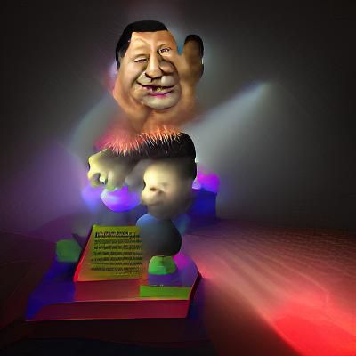 Nightmarish Xi Jinping in Volumetric Lighting