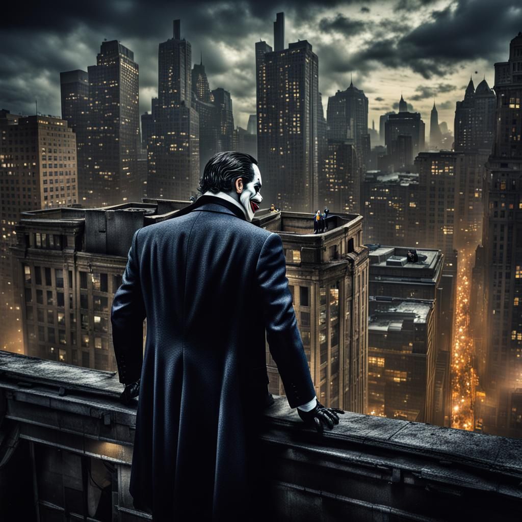 The Penguin and Joker Overlook Gotham: Hyperrealistic