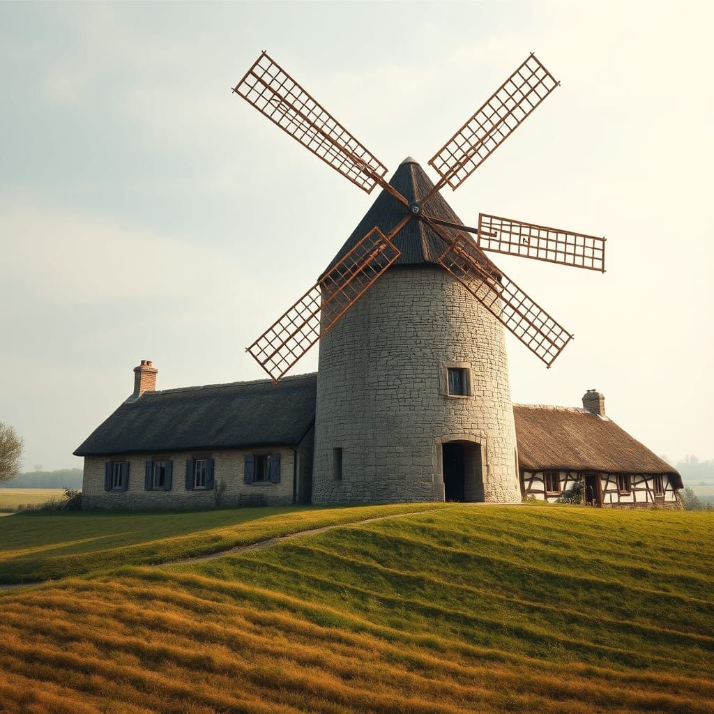 Normandy Windmill in Impressionistic Style