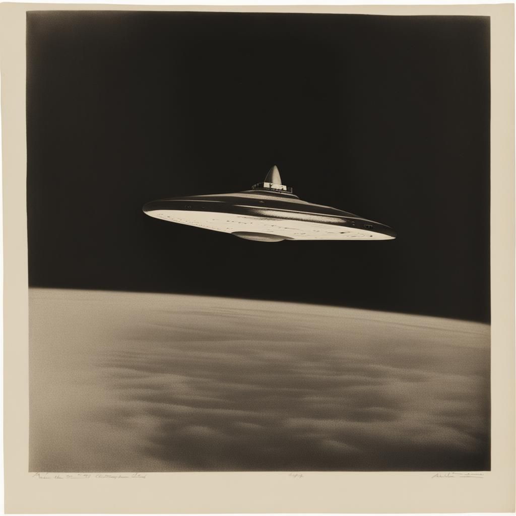 Monochrome Spaceship Photogravure in Coburn Style