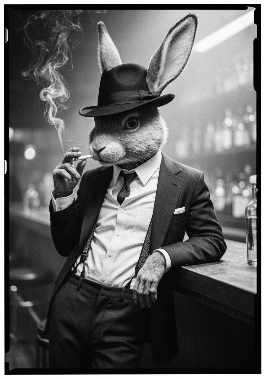 1930s Gangster Rabbit in Weegee Style Photo