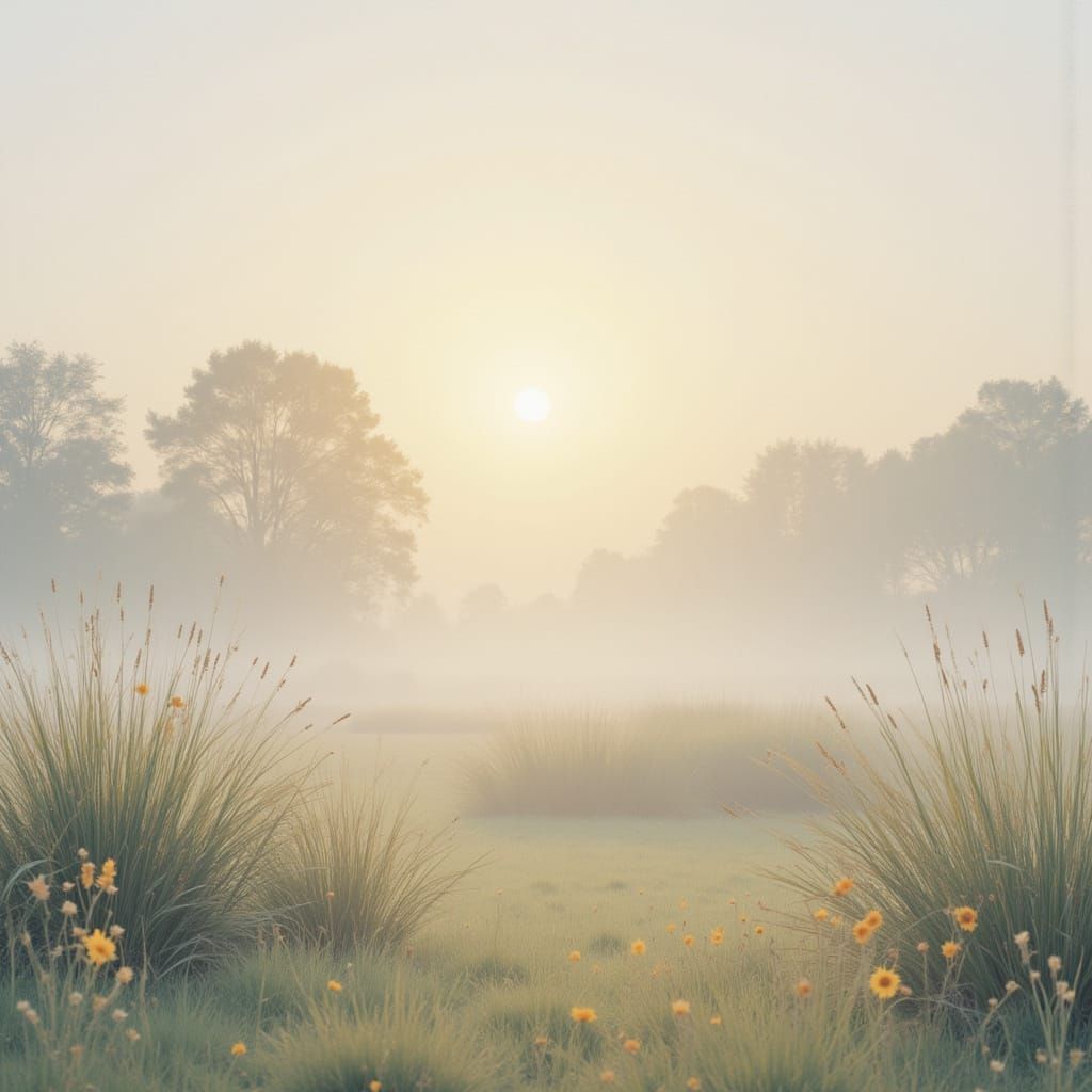 Soft Sunlight Through Gentle Morning Mist